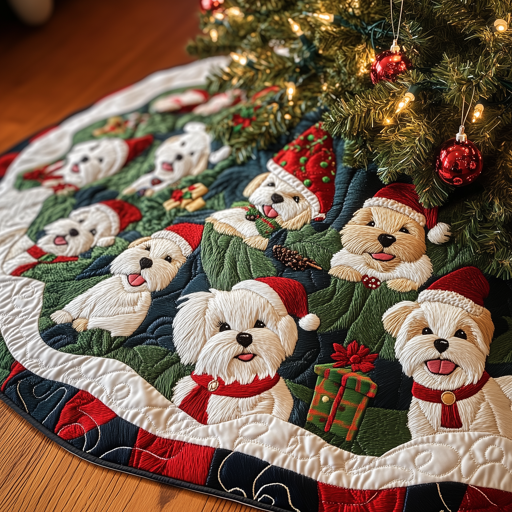 Christmas Westie Quilted Tree Skirt Westie Christmas Tree Decorations Dog Owners Gifts