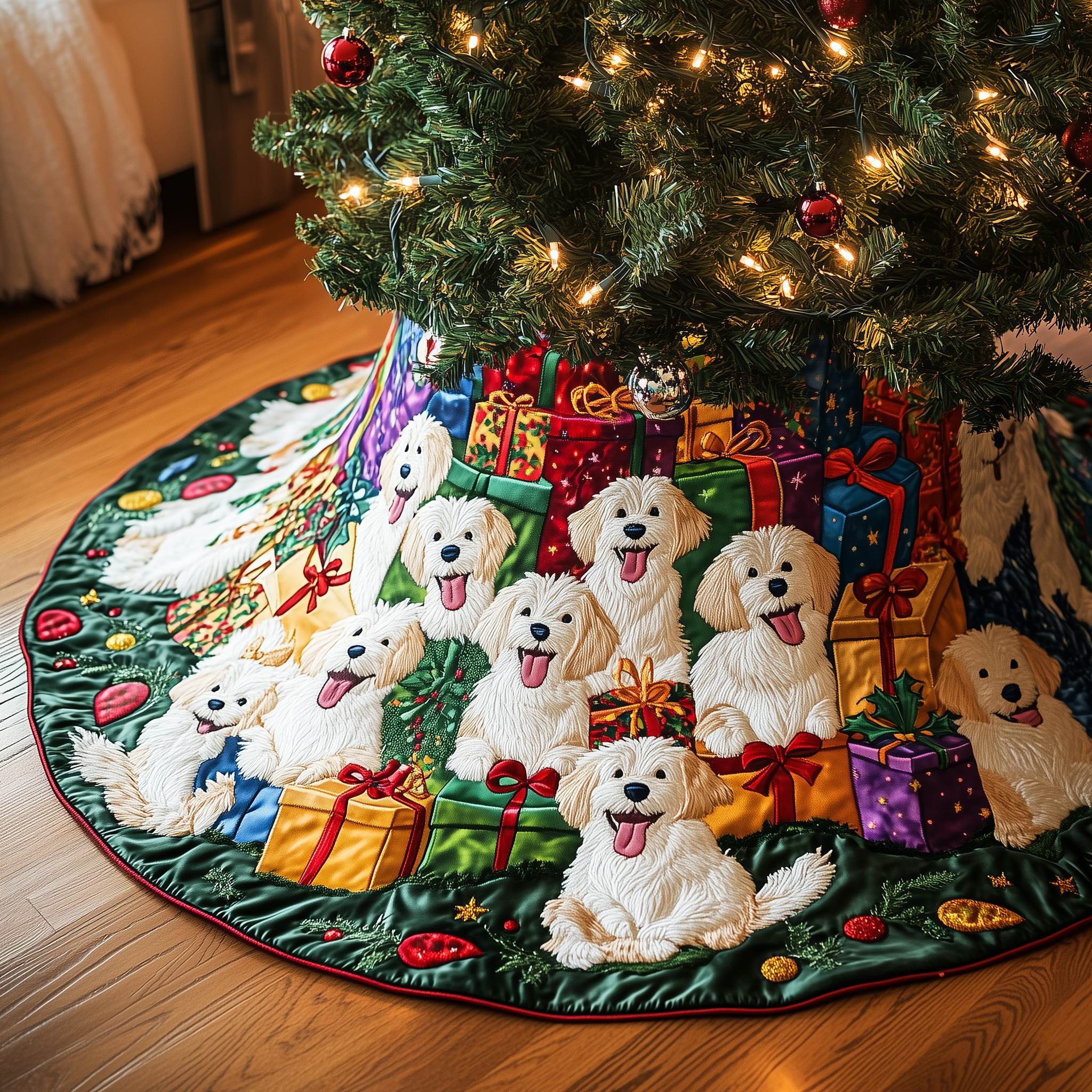 Christmas Westie Quilted Tree Skirt Westie Dog Christmas Decorations Westie Themed Gifts
