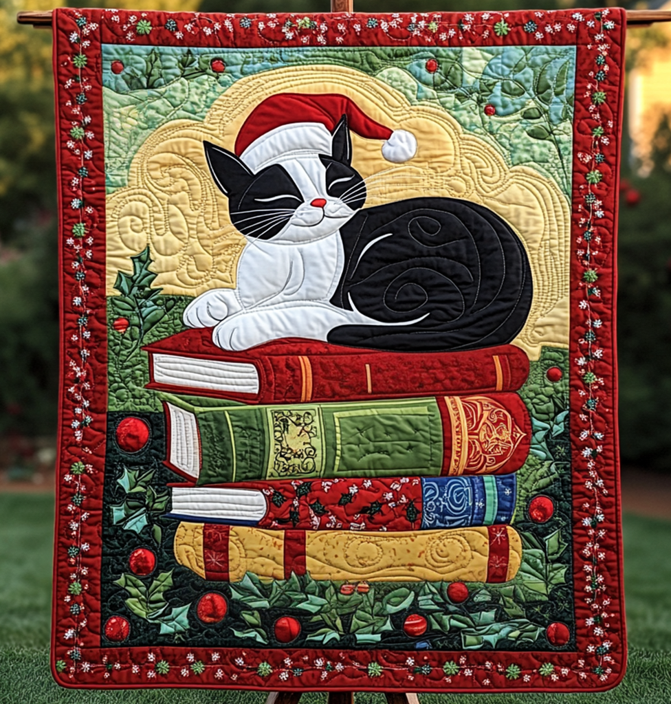 Christmas Whiskers Quilted Blanket Christmas Presents For Cat Lovers