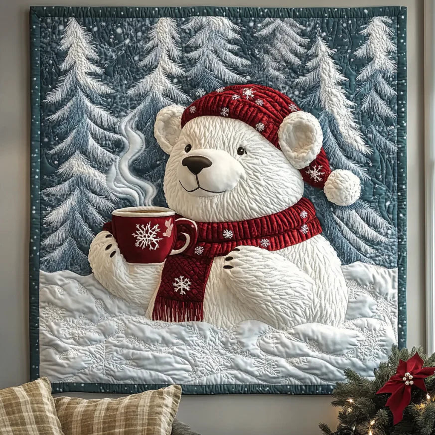 Christmas White Bear Quilt.webp Elegant Quilt Blanket for Relaxing Evenings