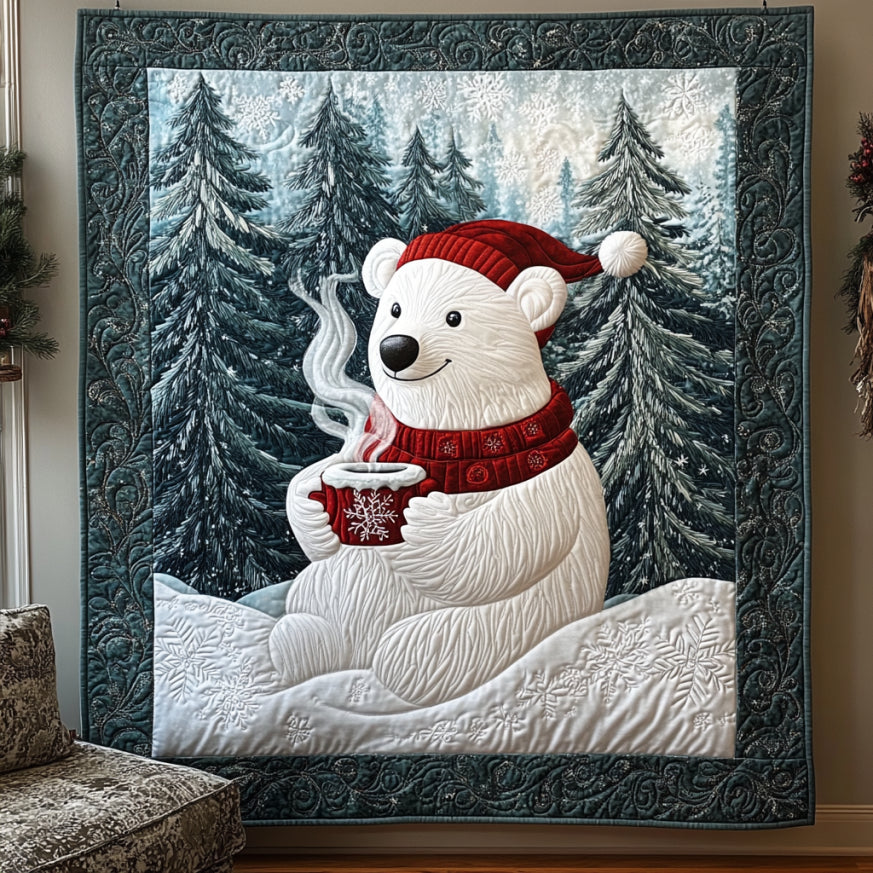 Christmas White Bear Quilt.webp Premium Quilt Blanket for Family and Guests
