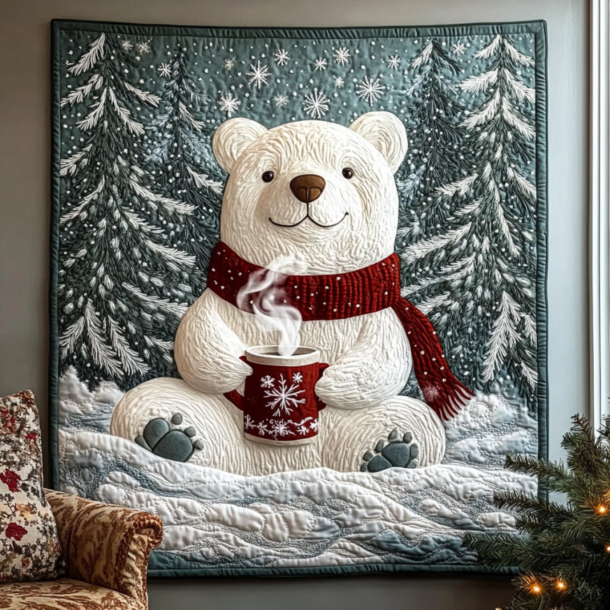 Christmas White Bear Quilt.webp Premium Quilt Blanket Gift for Family Gatherings