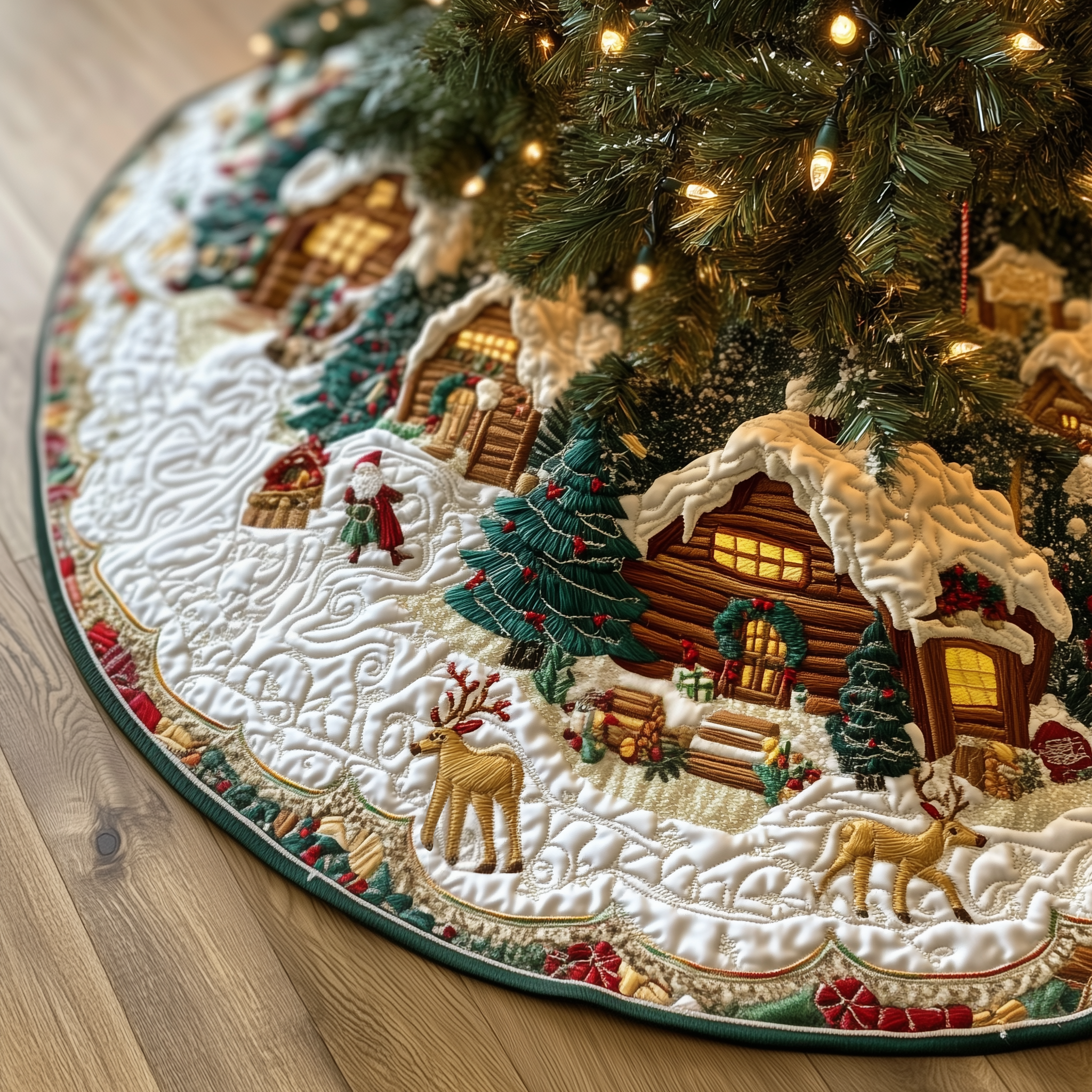 Christmas Winter Wonderland Quilted Tree Skirt Best Hoilday Tree Skirt Xmas Tree Surround Indoor Christmas Decorations