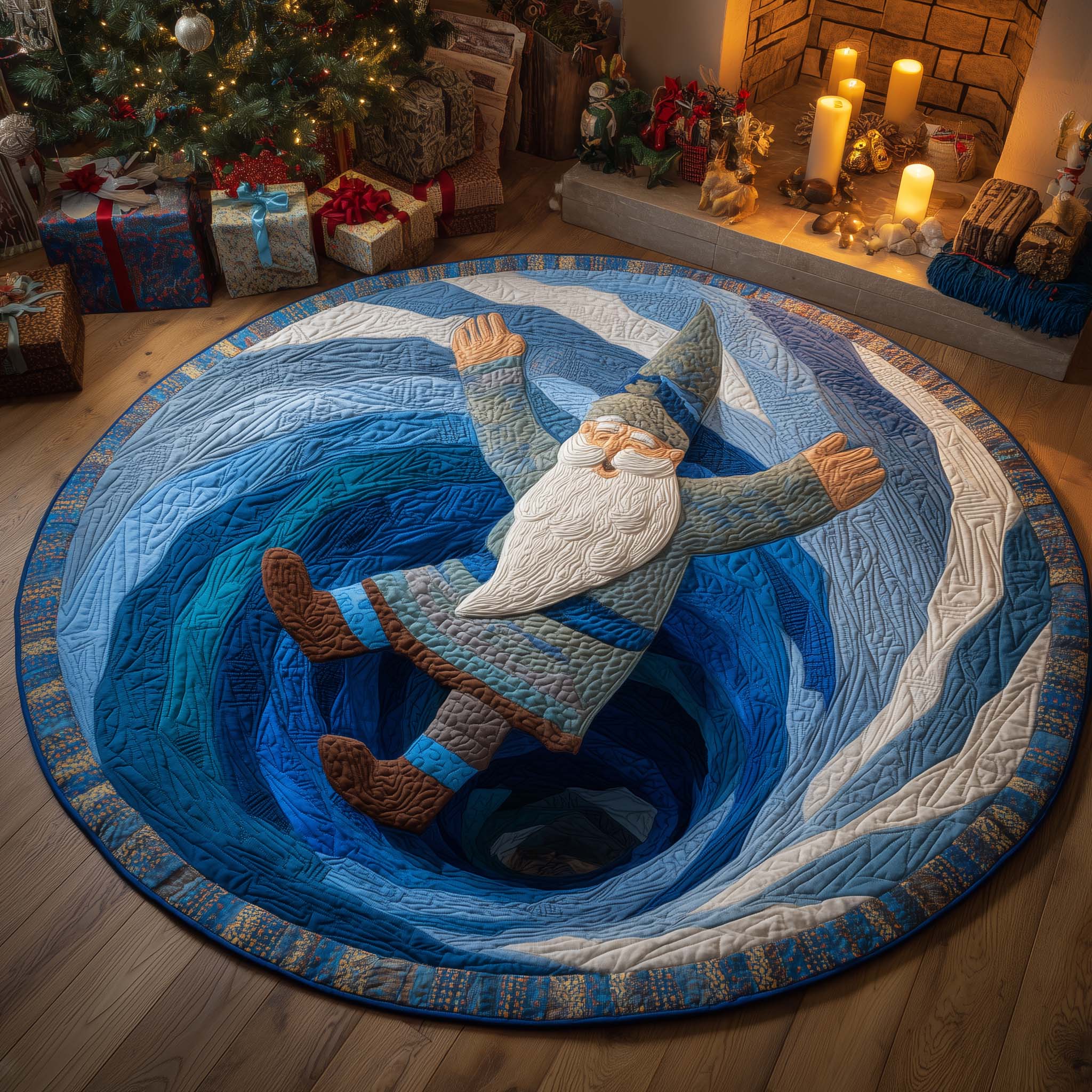 Christmas Wizard Quilted Round Mat Non-Slip Quilted Round Mat for Safety and Style