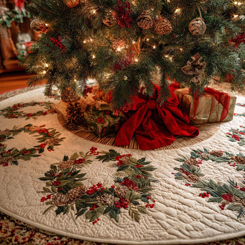 Christmas Wonder Christmas Quilted Tree Skirt Wreath Pattern Christmas Gift Ideas