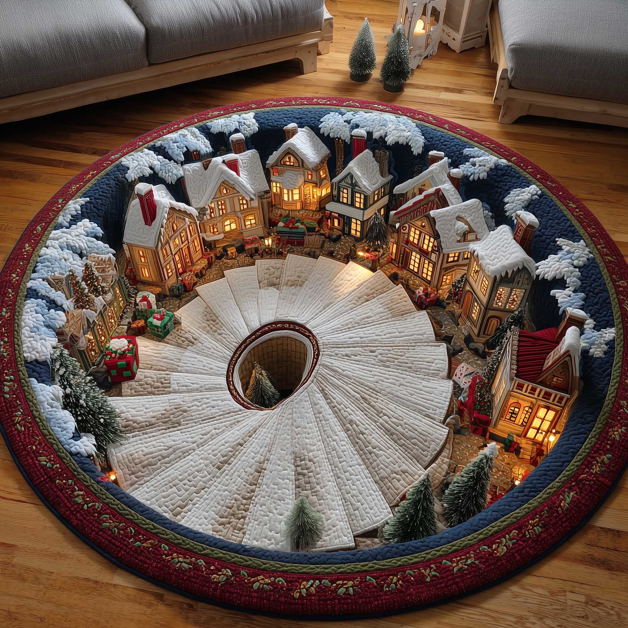 Christmas Wonderland Quilted Round Mat Durable Quilted Round Mat for Everyday Use