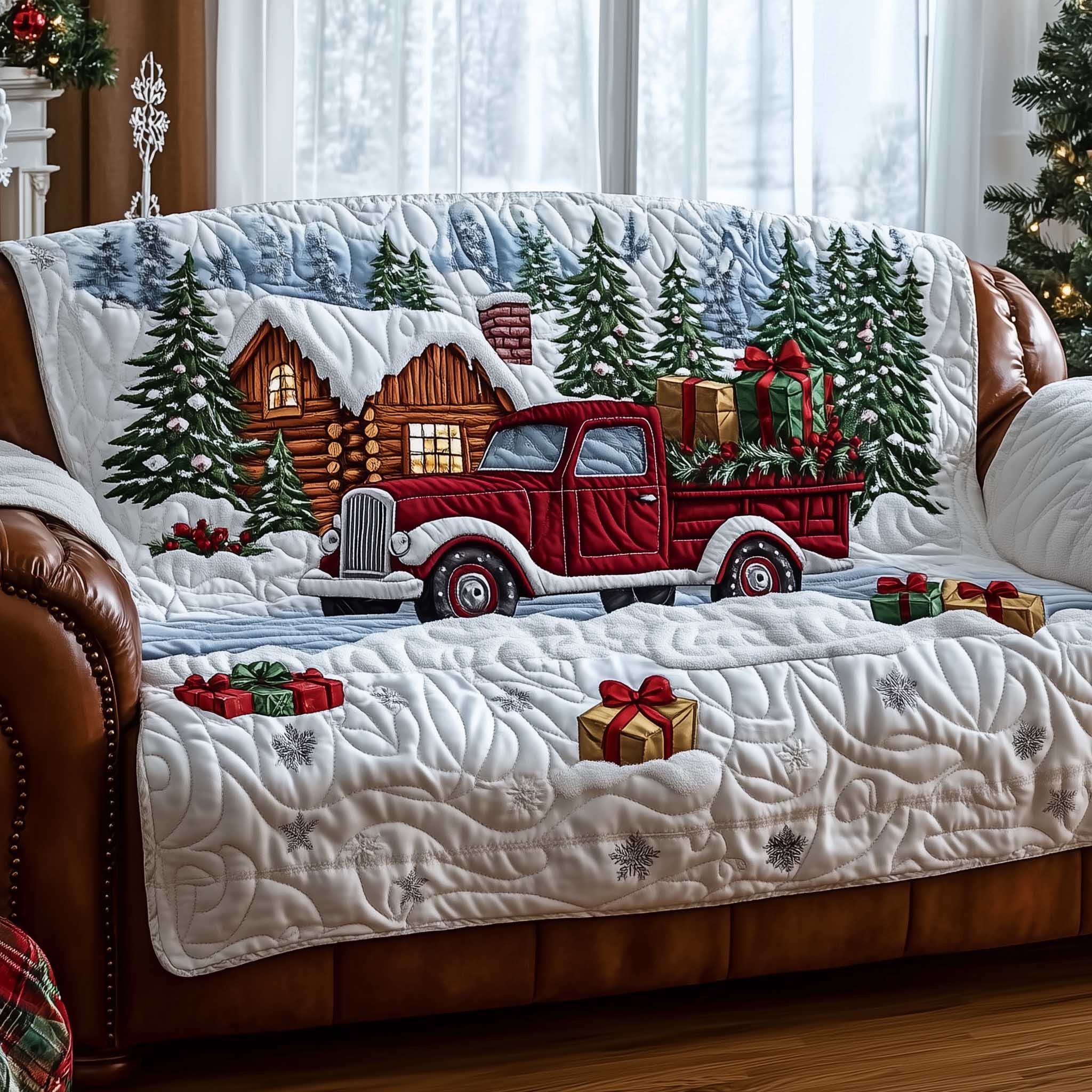 Christmas Wonderland Quilted Sofa Cover Dreamy Christmas Landscape Gifts For House Warming