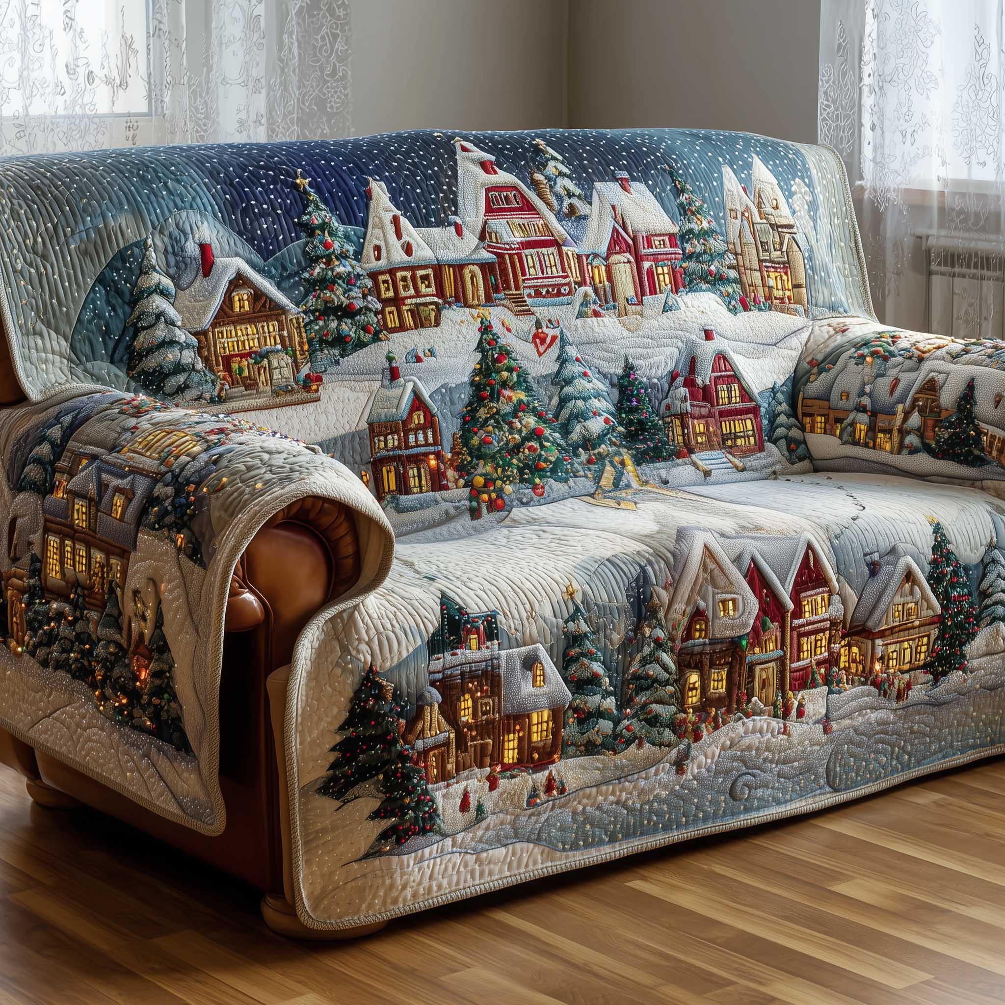Christmas Wonderland Quilted Sofa Cover Enchanted Christmas World Gifts For House