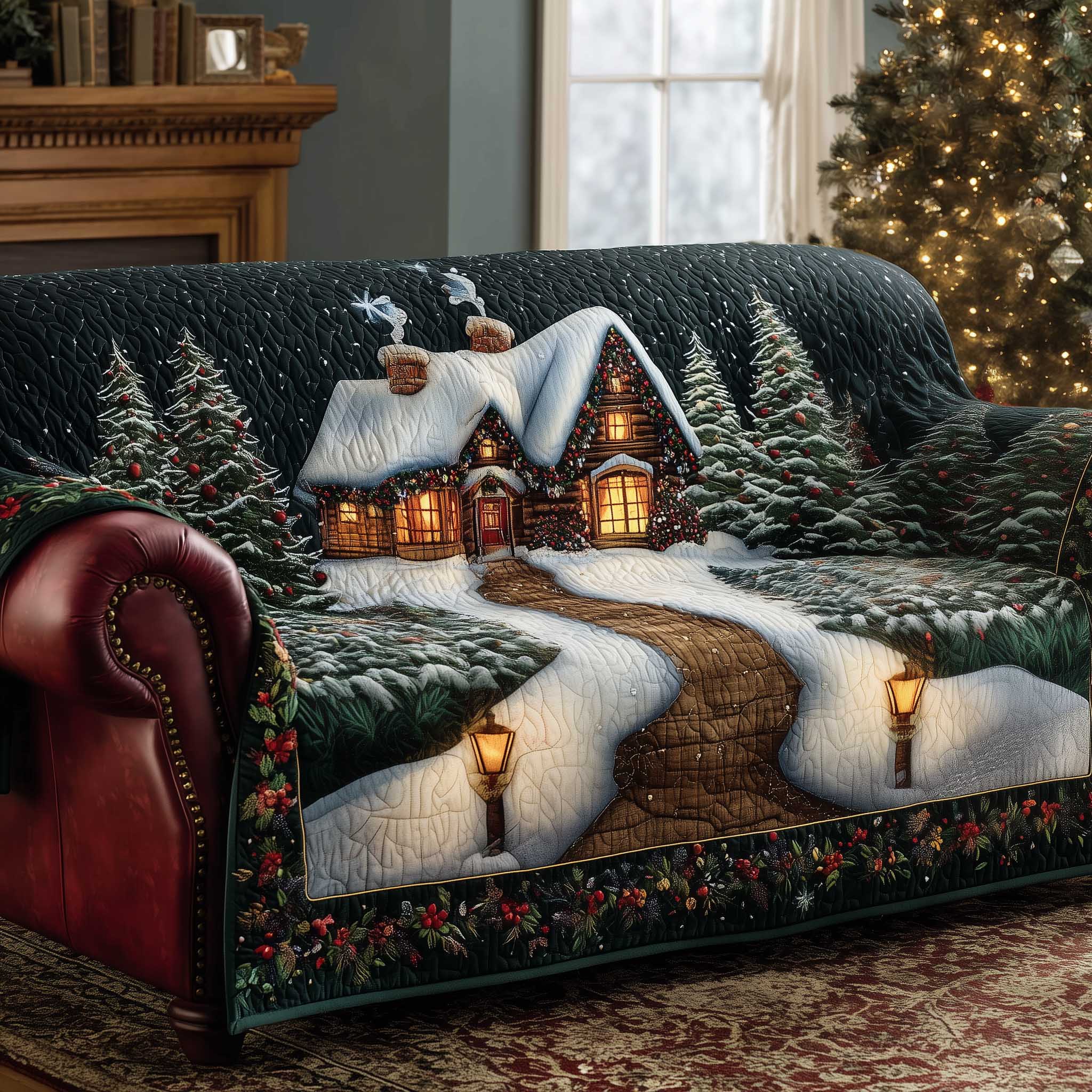 Christmas Wonderland Quilted Sofa Cover Guard Best Christmas Throws For Sofa