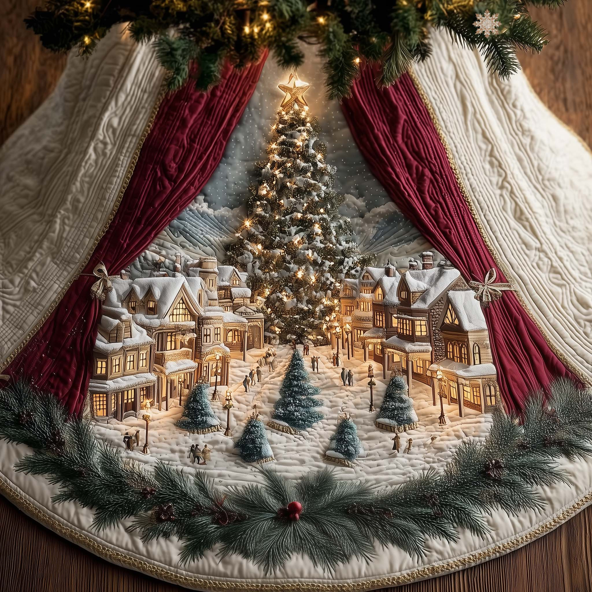 Christmas Wonderland Quilted Tree Skirt Season Decor Christmas Gifts For Friends