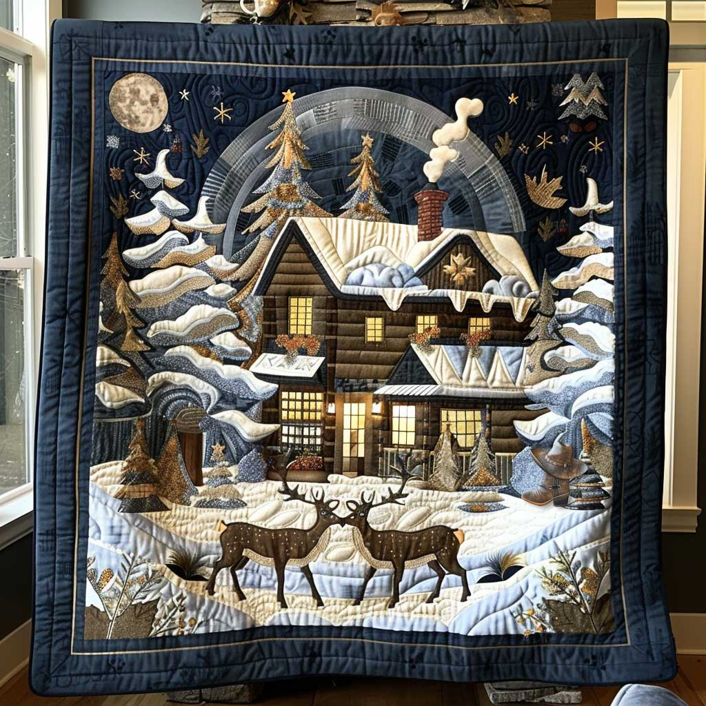 Christmas Wood House Holiday Christmas Quilt Blanket Christmas Gift Baskets For Families