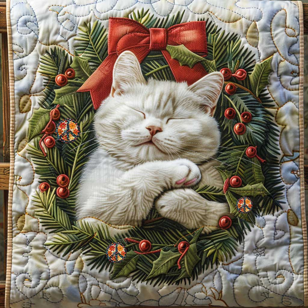 Christmas Wreath British Shorthair Holiday Christmas Quilt Blanket Christmas Gift Baskets For Families