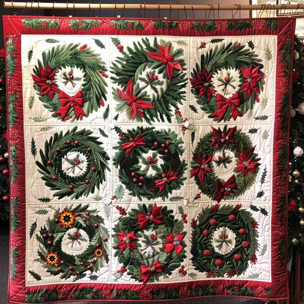 Christmas Wreath Collection Holiday Christmas Quilt Blanket Christmas Gift Baskets For Families