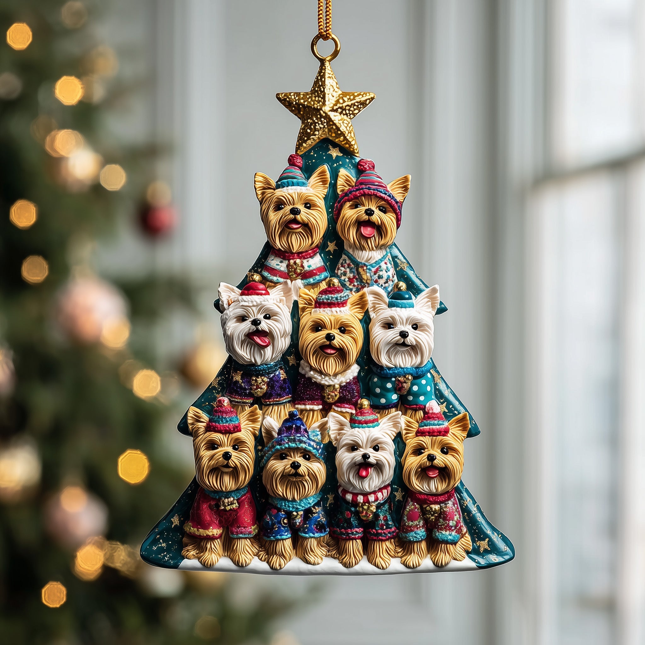 Christmas Yorkie Acrylic Ornament Christmas Ornament for Dad