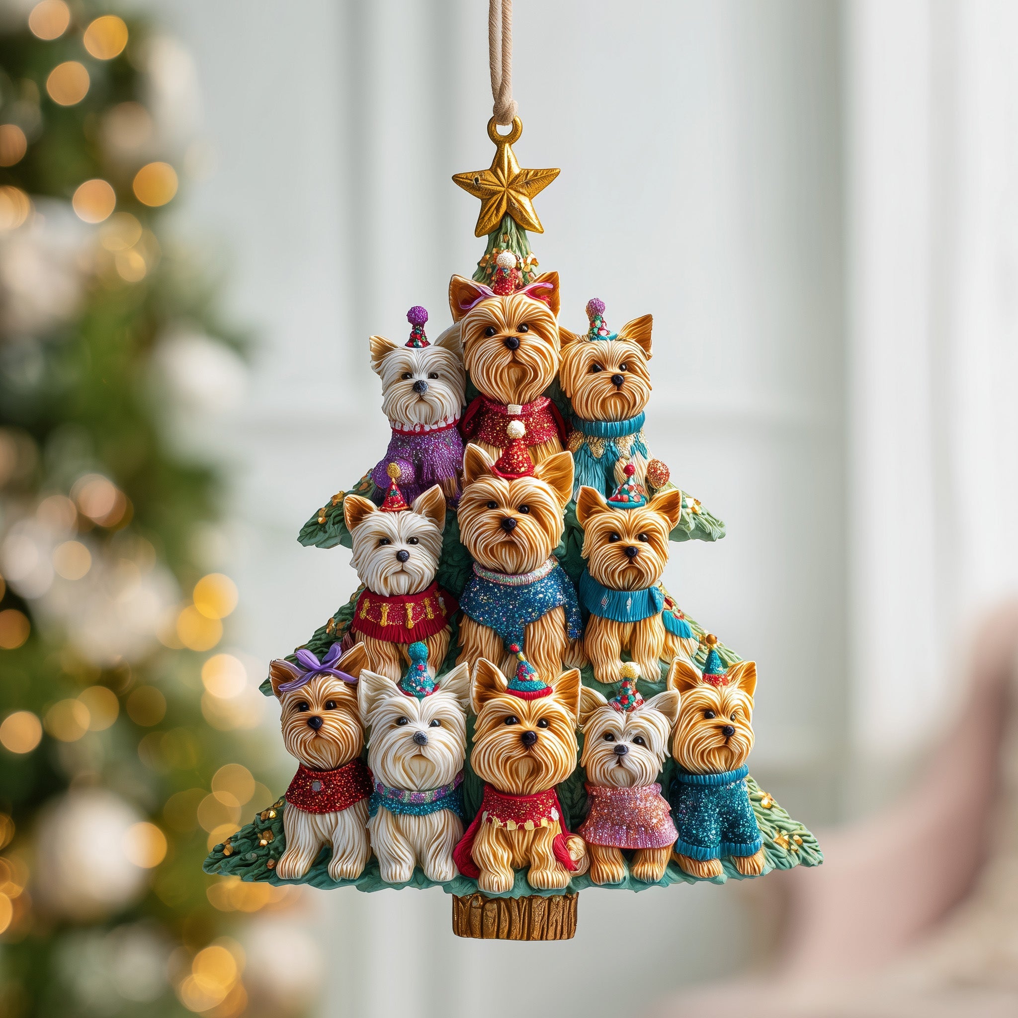 Christmas Yorkie Acrylic Ornament Holiday Ornament Keepsake