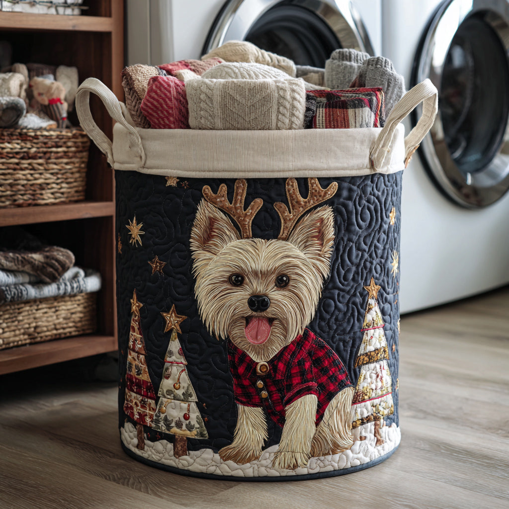 Christmas Yorkshire Quilted Laundry Basket Quilted Fabric Laundry Bin for Organized Living