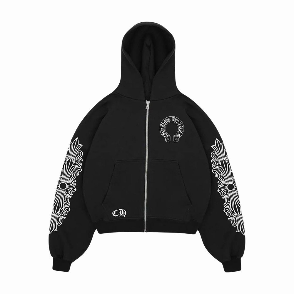 Chrome Hearts Zip Hoodie Aesthetic Streetwear Hoodie Best Gift For Boyfriend