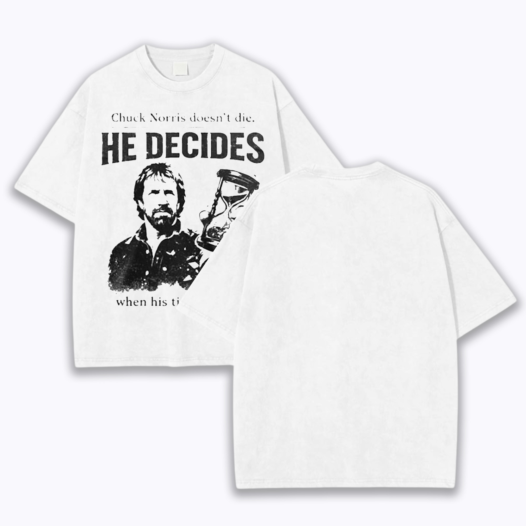 Chuck Norris Death He Decides T-Shirt Hourglass Legend Tribute Remembrance Gift For Fans