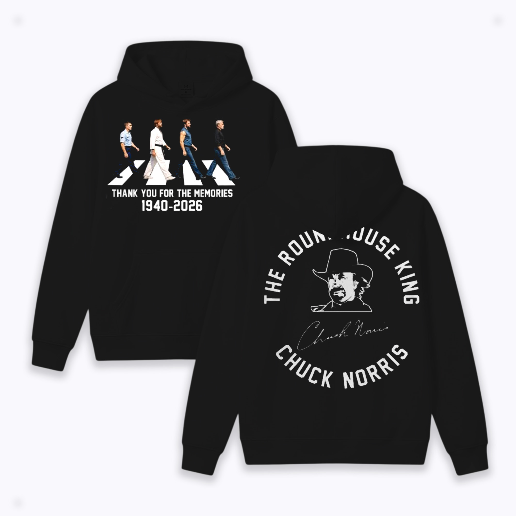 Chuck Norris Death Hoodie Thank You For Memories Roundhouse King Remembrance Fan Gift