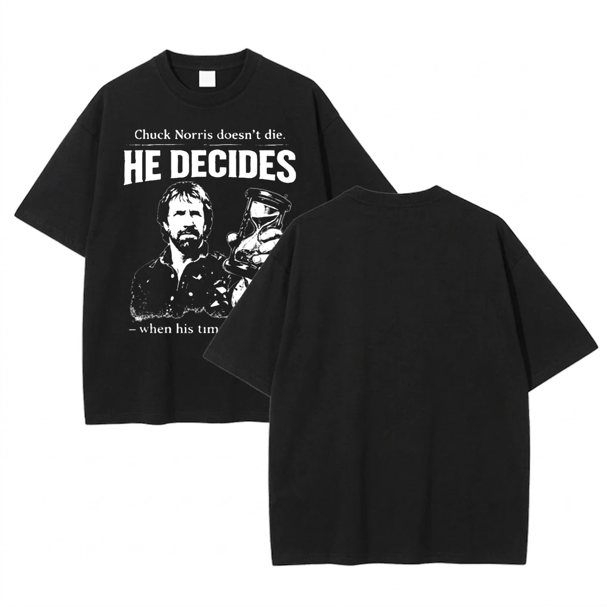 Chuck Norris Death T-Shirt He Decides Hourglass Legend 1940 2026 Remembrance Fan Gift