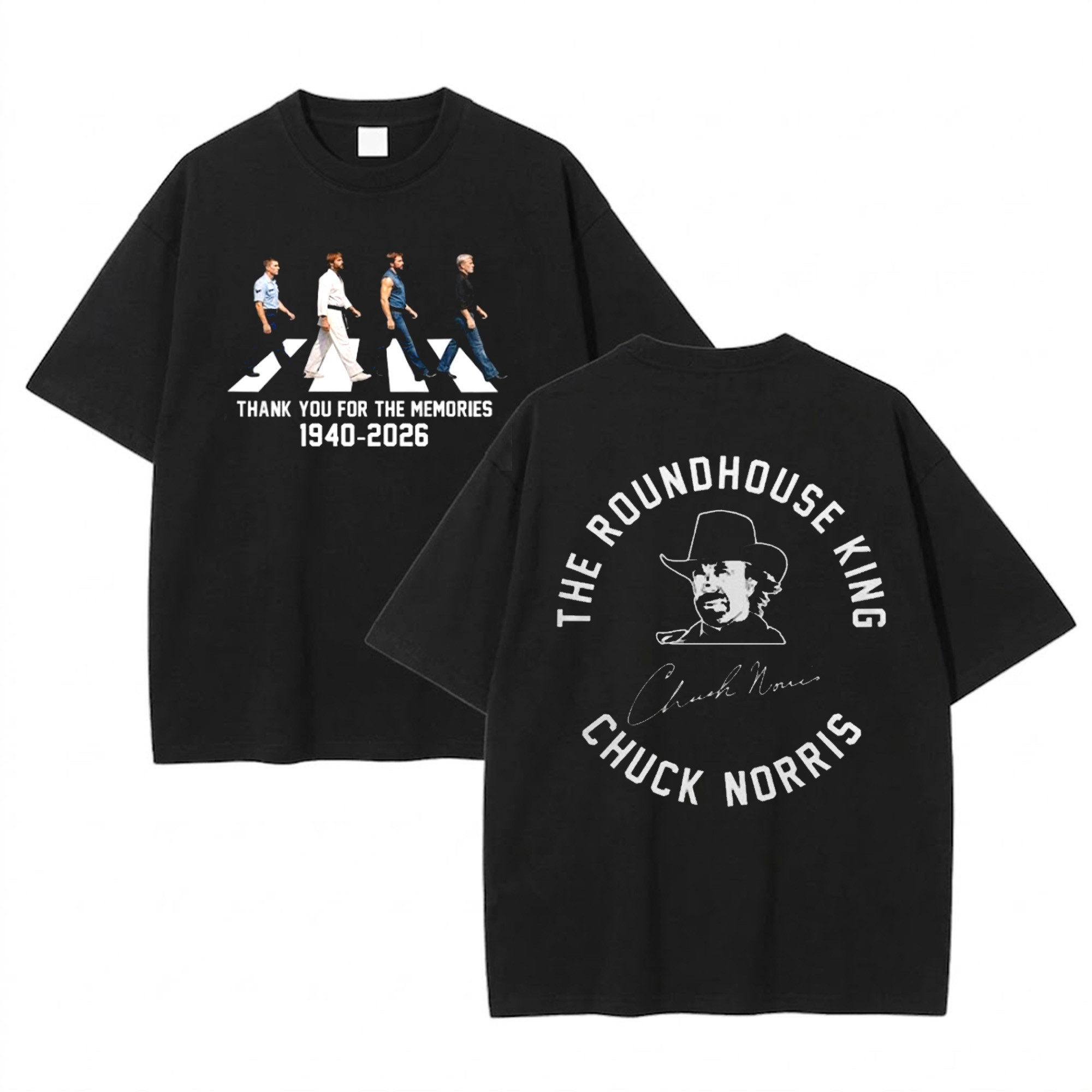 Chuck Norris Death T-Shirt Thank You For Memories Roundhouse King Remembrance Fan Gift