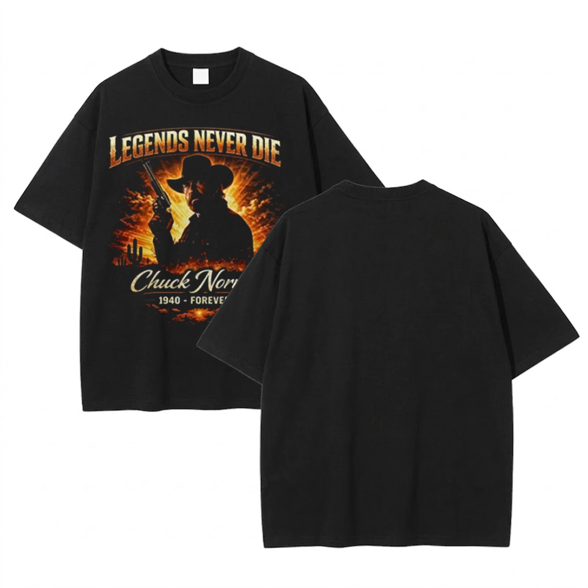 Chuck Norris Legends Never Die T-Shirt Death 1940 Forever Tribute Remembrance Gift Fans
