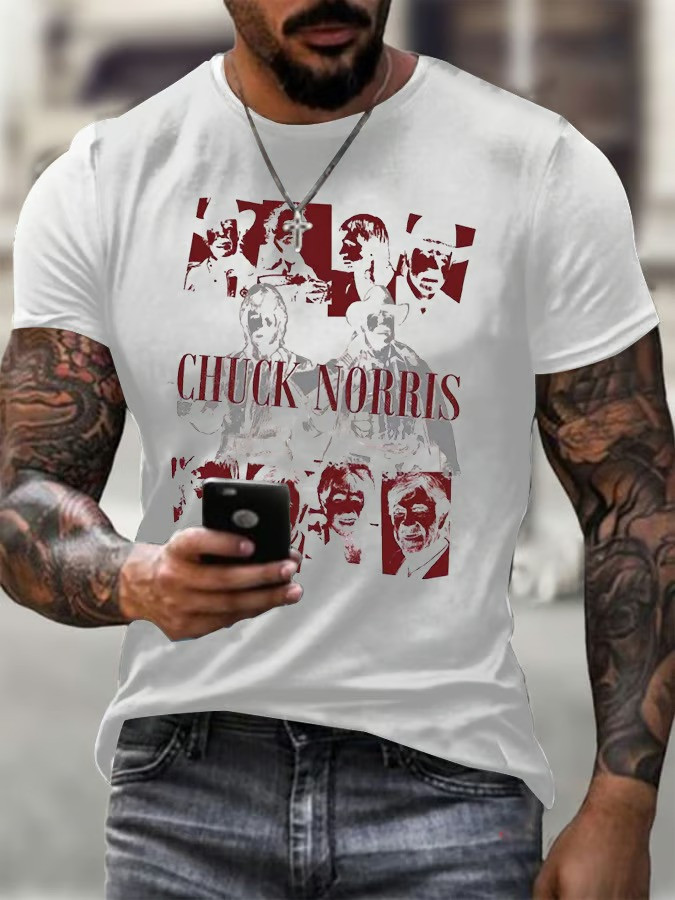 Chuck Norris Vintage Retro Graphic Tees Men Collage Photo T Shirt Fan Merch Gift For Him