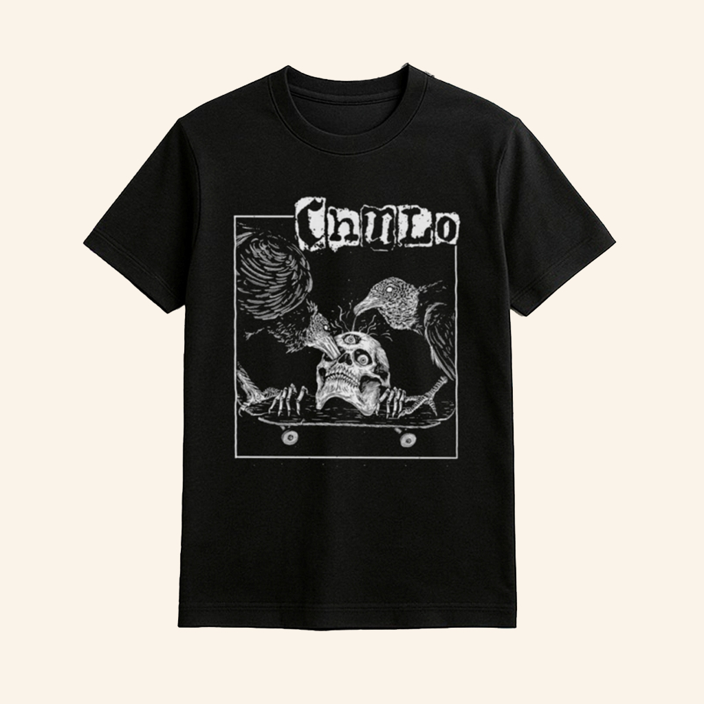 Chulo Skull Raven Skateboard T-Shirt Chulo Merch Gifts For Band Lovers Chulo Skull Raven Skateboard T-Shirt Chulo Merch Gifts For Band Lovers