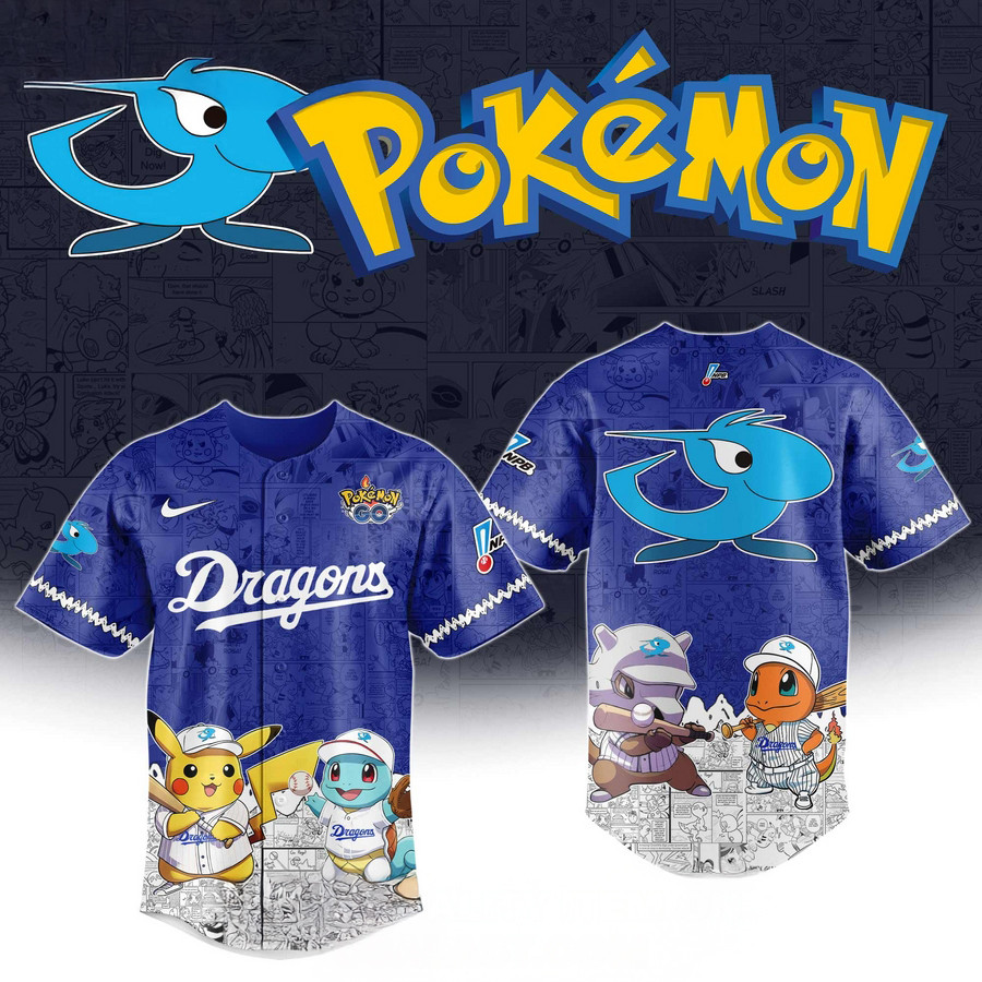 Chunichi Dragons x Pokemon Baseball Jersey Baseball Gifts Ideas