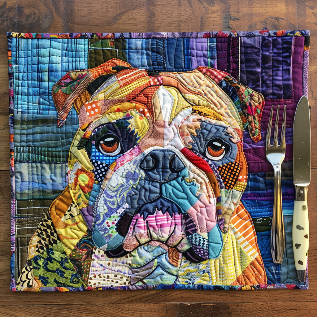 Chunky Pup Parade Quilted Place Mat Dining Room Decor Perfect Gift For Dog Lovers