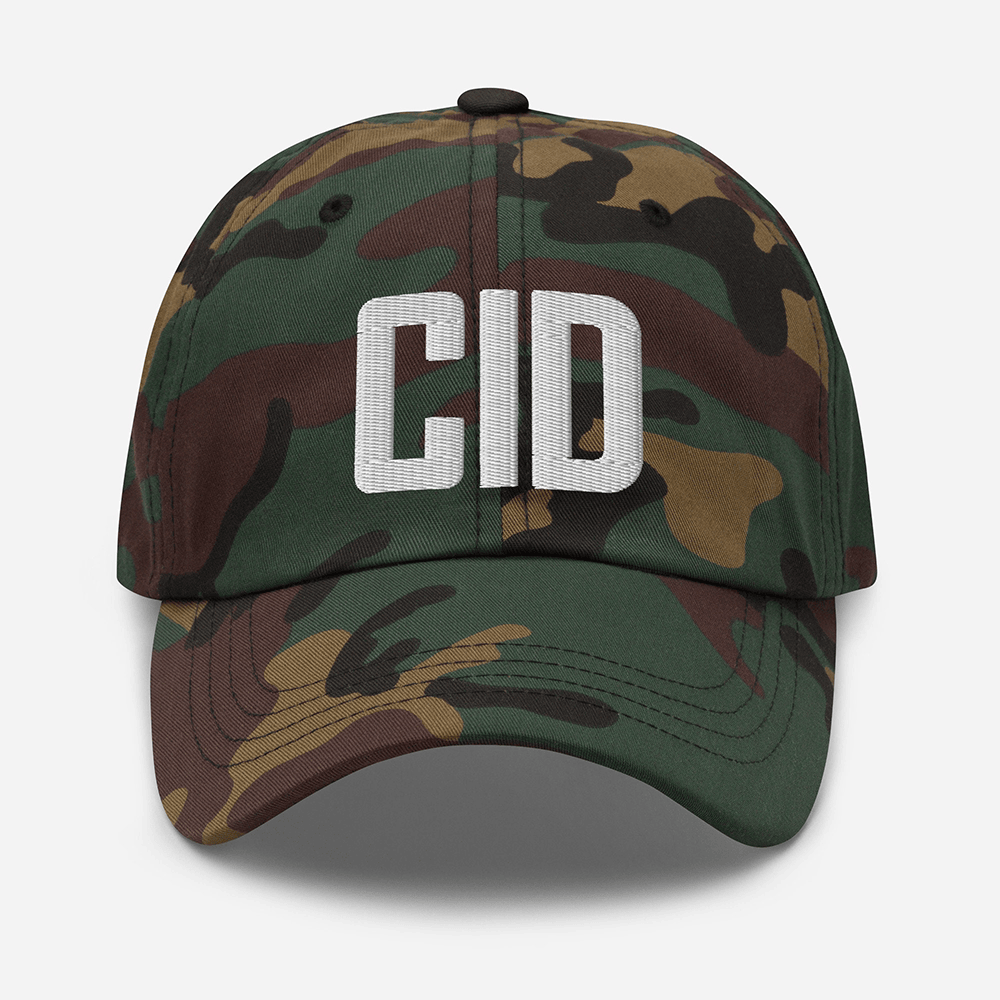 CID Hat CID Airport Code Embroidered Camo Hat Father's Day Present Ideas