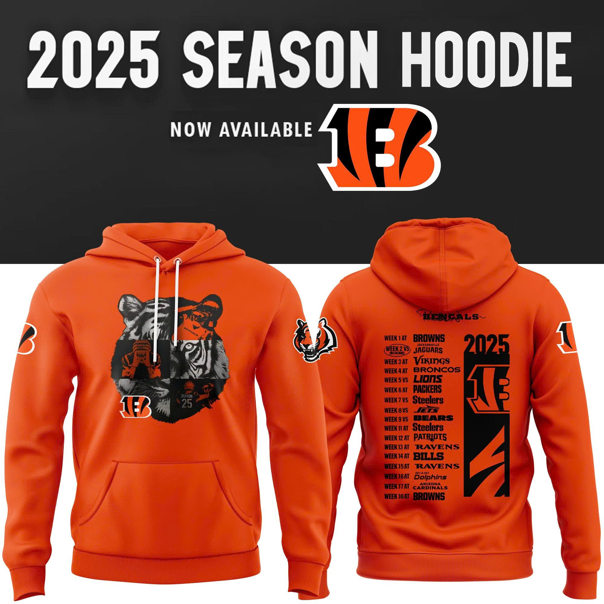 Cincinnati Bengals New Season Hoodie 2025 NFL Merch Gifts For Bengals Fans For Men