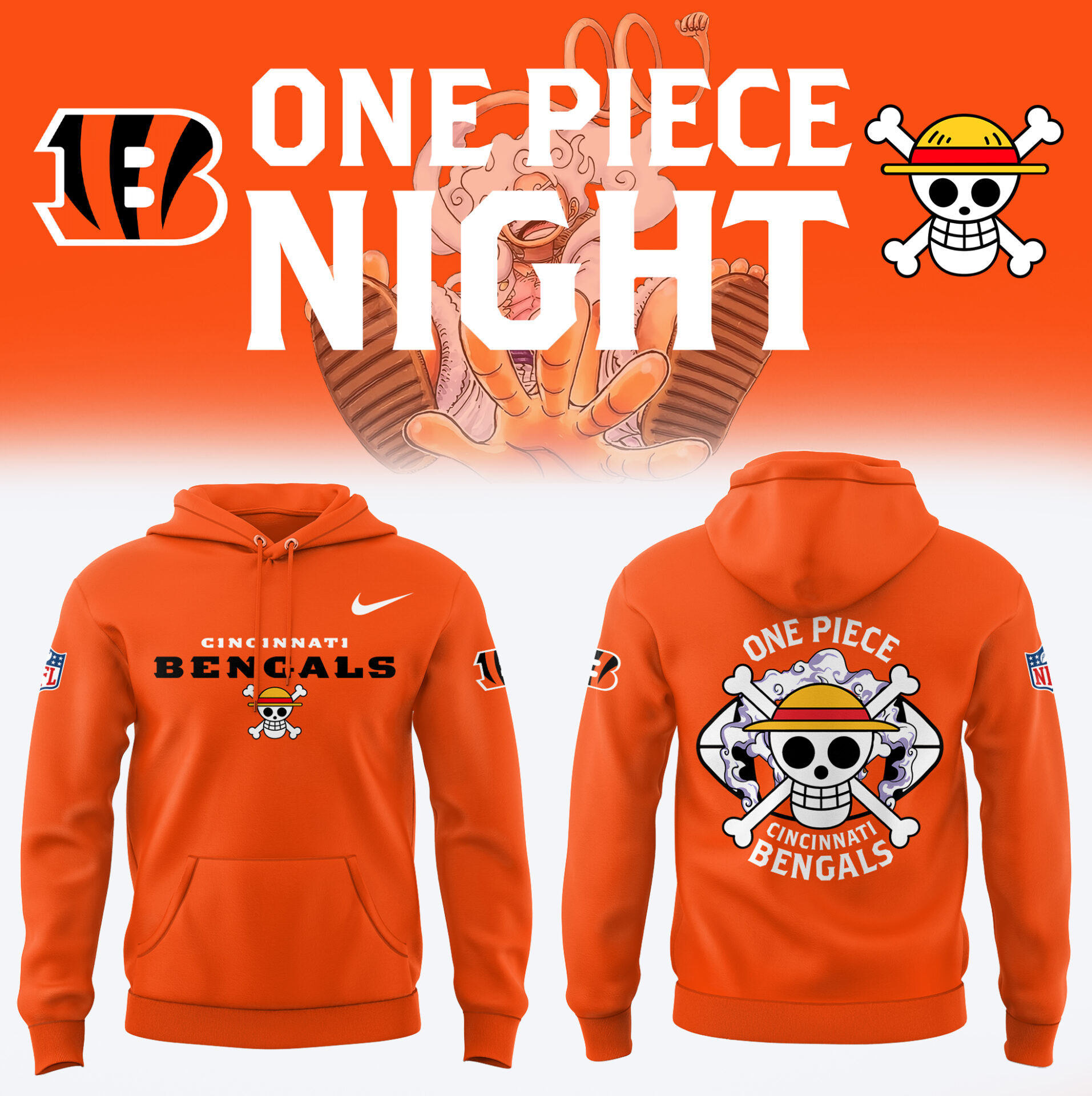 Cincinnati Bengals One Piece Night Hoodie Limited Edition Best Gift For Football Fans
