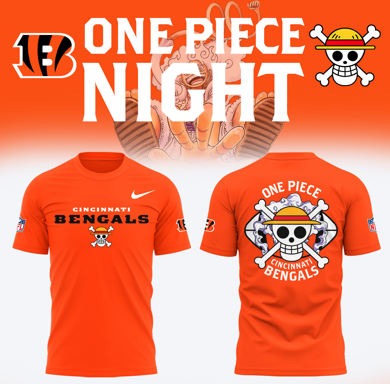 Cincinnati Bengals One Piece Night T-Shirt Limited Edition Best Football Supporter Gift