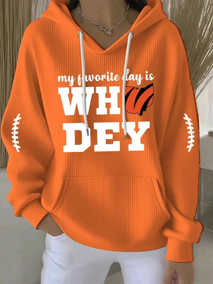 Cincinnati Football Hoodie My Favorite Day Is Who Dey Hoodie Gameday Clothes Gifts For Mom Cincinnati Football Hoodie My Favorite Day Is Who Dey Hoodie Gameday Clothes Gifts For Mom
