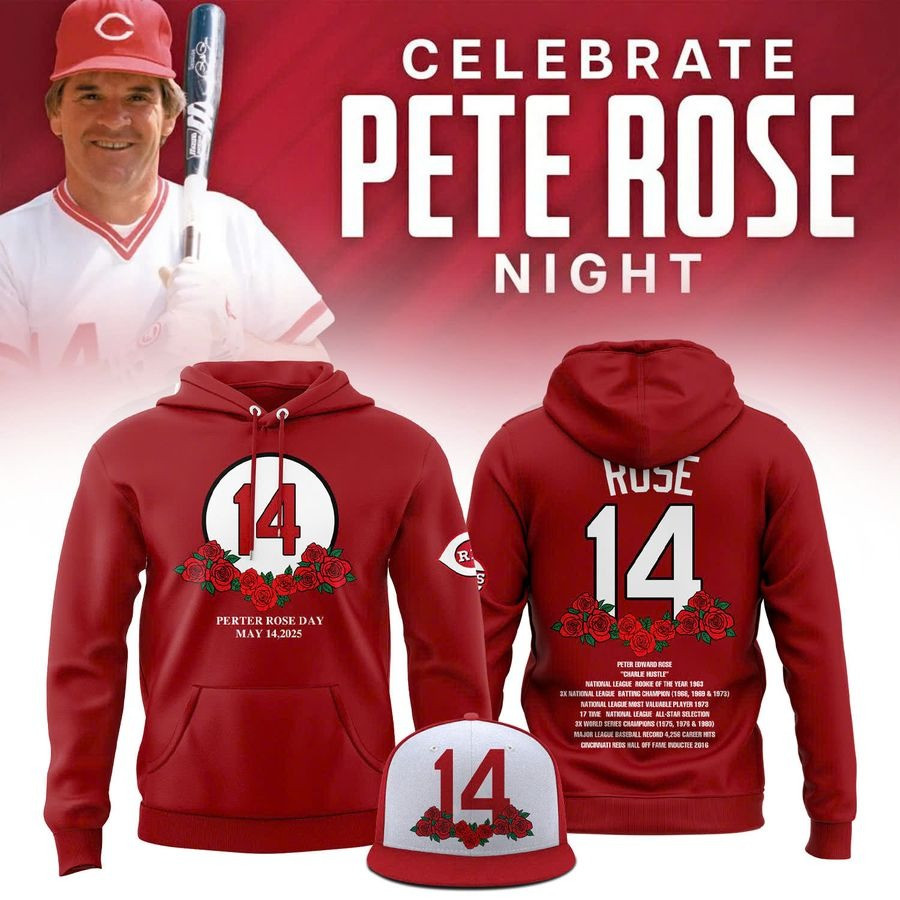 Cincinnati Reds 2025 Pete Rose Day Hoodie Gifts For Baseball Lovers