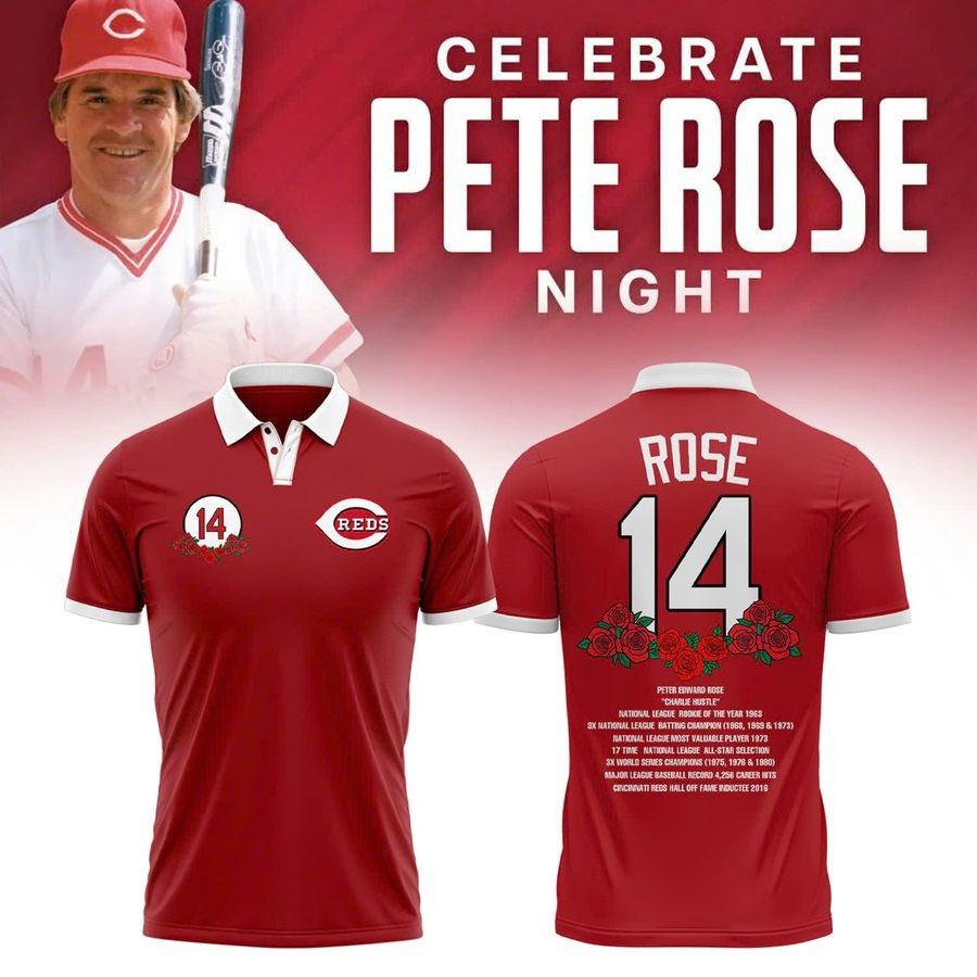 Cincinnati Reds 2025 Pete Rose Day Polo Shirt Gifts For Baseball Fans