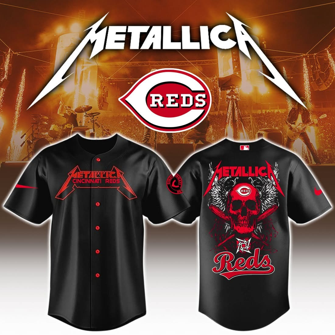 Cincinnati Reds And The Roar Of Metallica Jersey Reds Merch