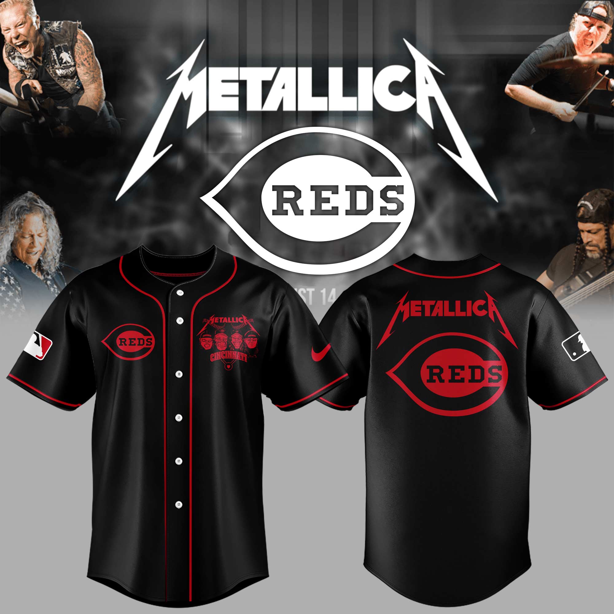 Cincinnati Reds Baseball Metallica Night Jersey Gift For Baseball Lover