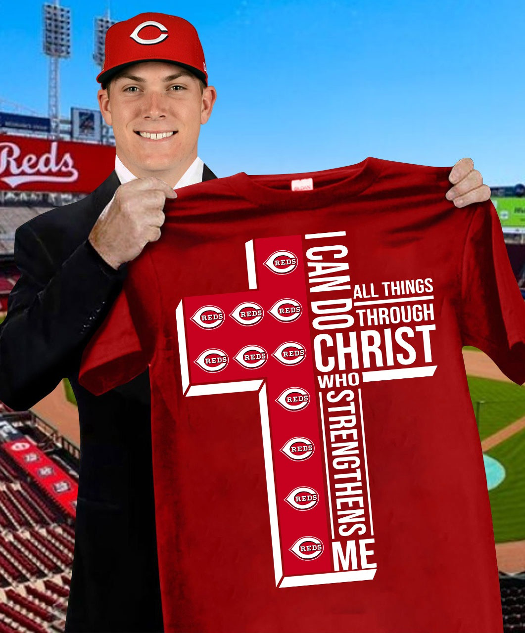 Cincinnati Reds Faith Shirt I Can Do All Things Through Christ Who Strengthens Me Fan Gifts