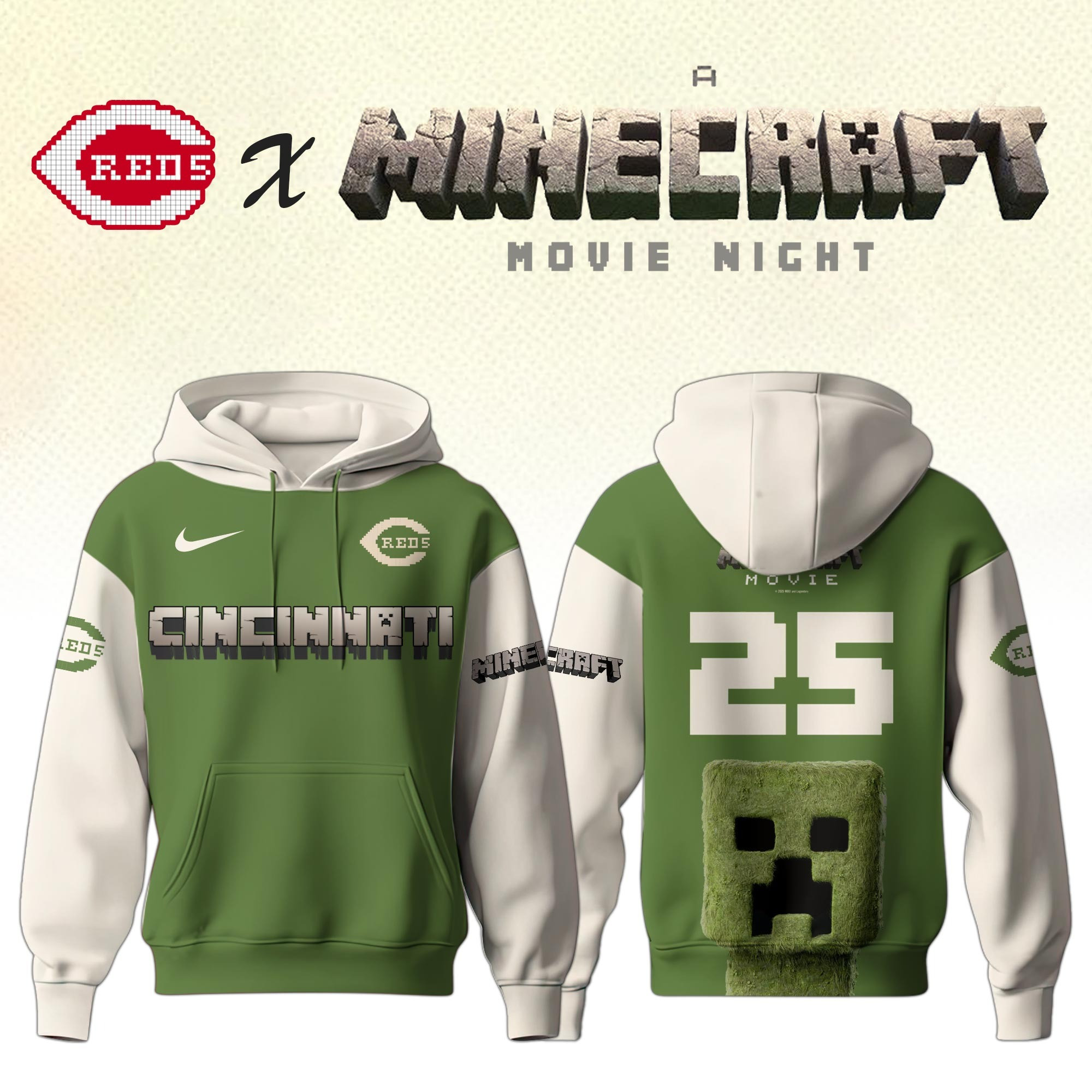 Cincinnati Reds MLB x A MINECRAFT MOVIE Night Hoodie Unique Gifts Baseball Fans