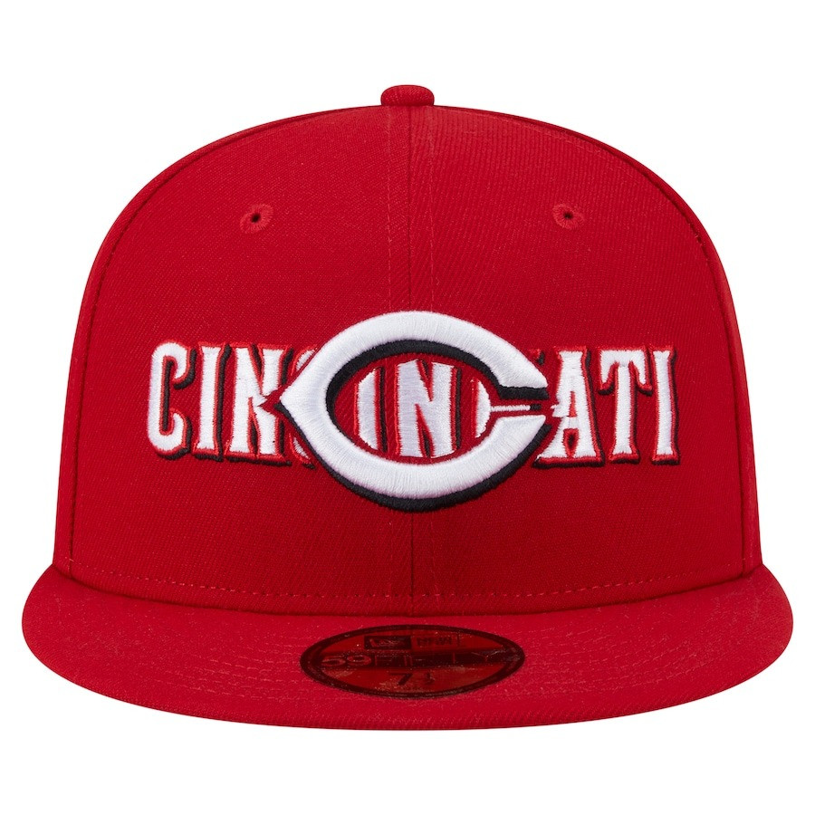 Cincinnati Reds New Era Overlap Hat MLB 59FIFTY Fitted Hat Cap Baseball Fan Merch Gifts