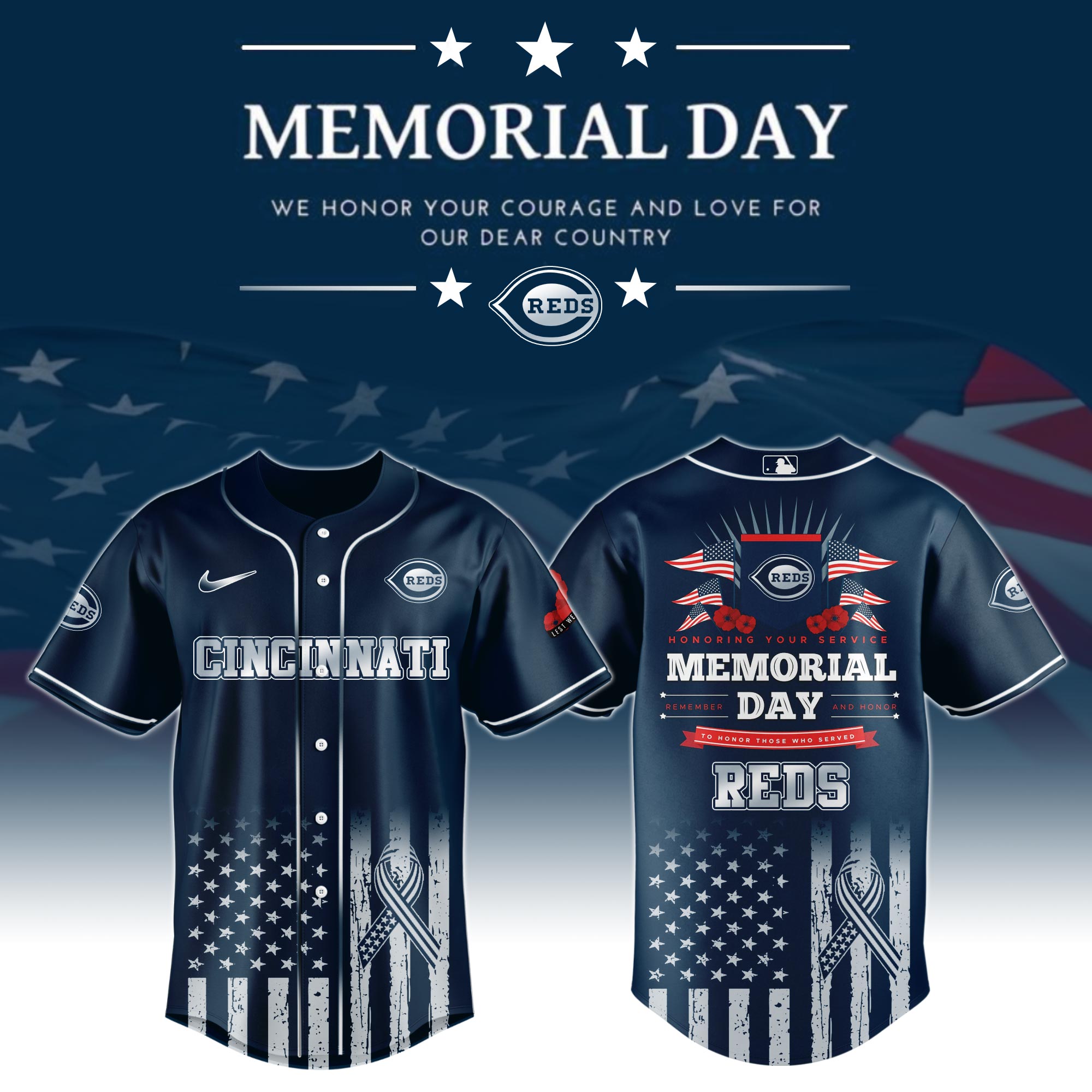 Cincinnati Reds Special Memorial Day Jersey Baseball Gift Ideas