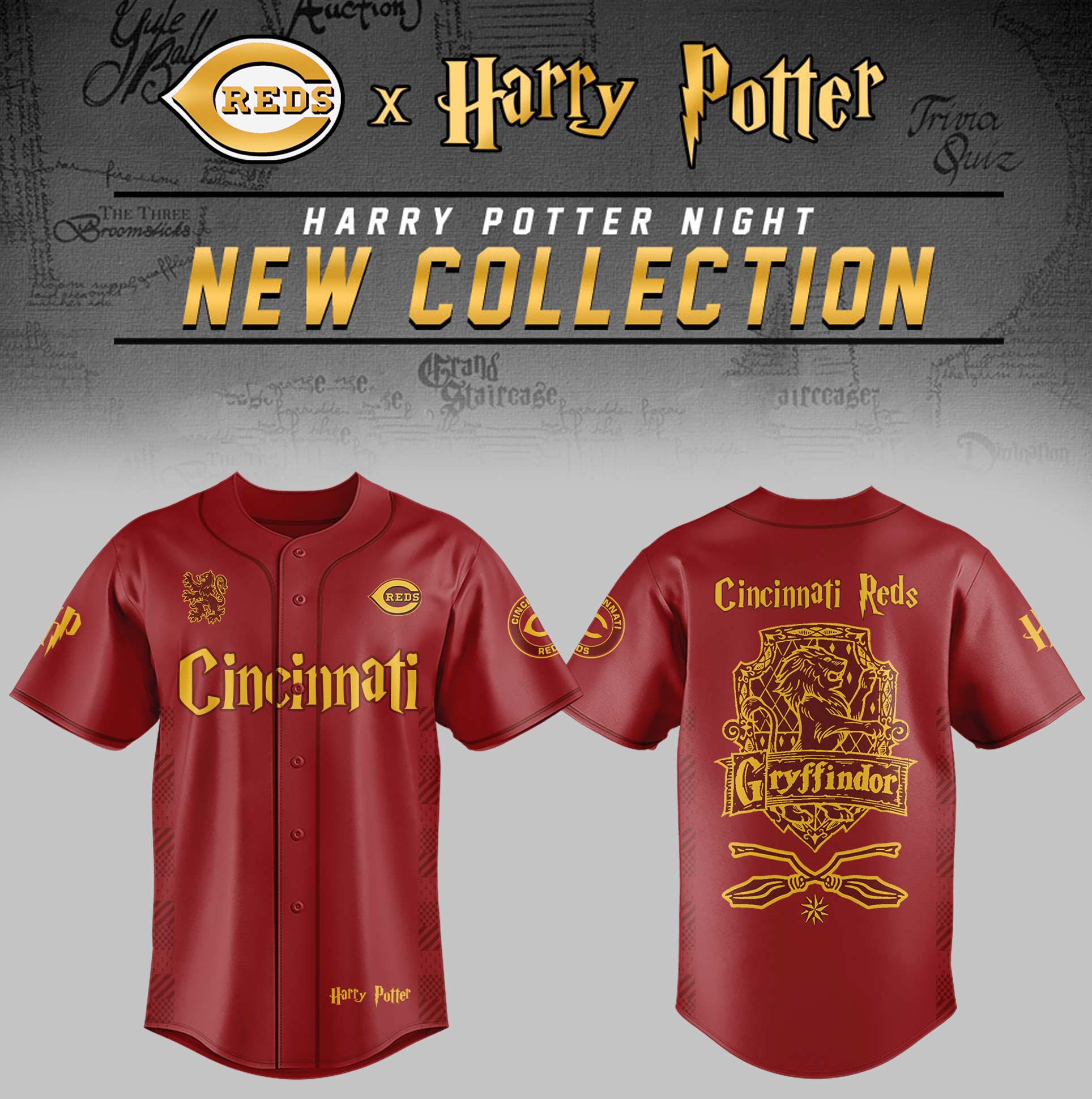 Cincinnati Reds x Harry Potter Night Gryffindor House Jersey Baseball Fan Gifts