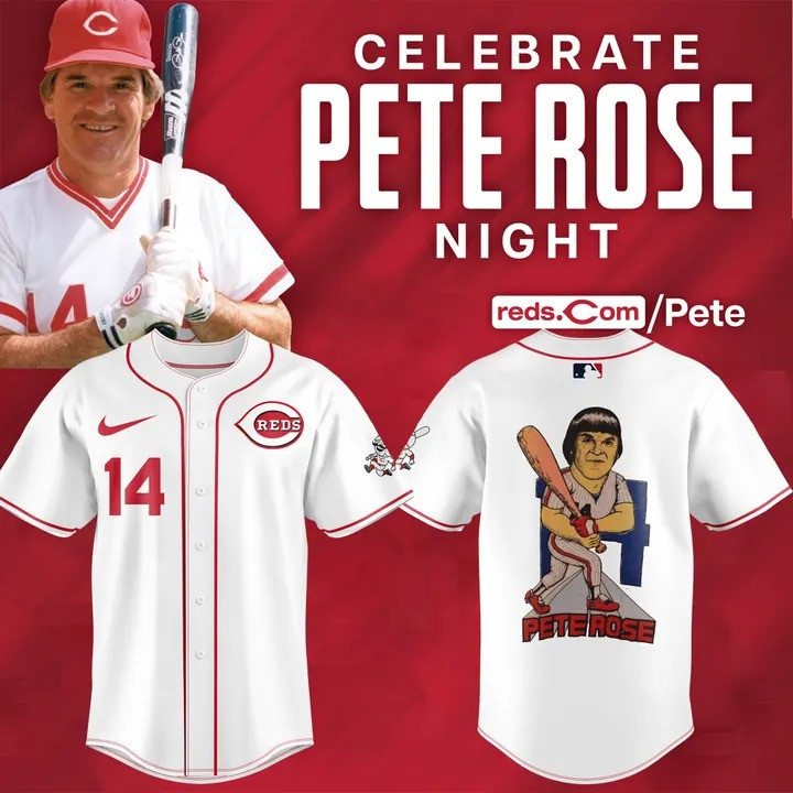 Cincinnati Reds x Pete Rose Night Jersey MLB Merch Baseball Fan Lovers Clothing