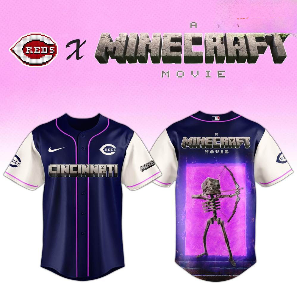 Cincinnati Reds x Skeleton A Minecraft Movie Special Baseball Jersey Baseball Player Gift Ideas