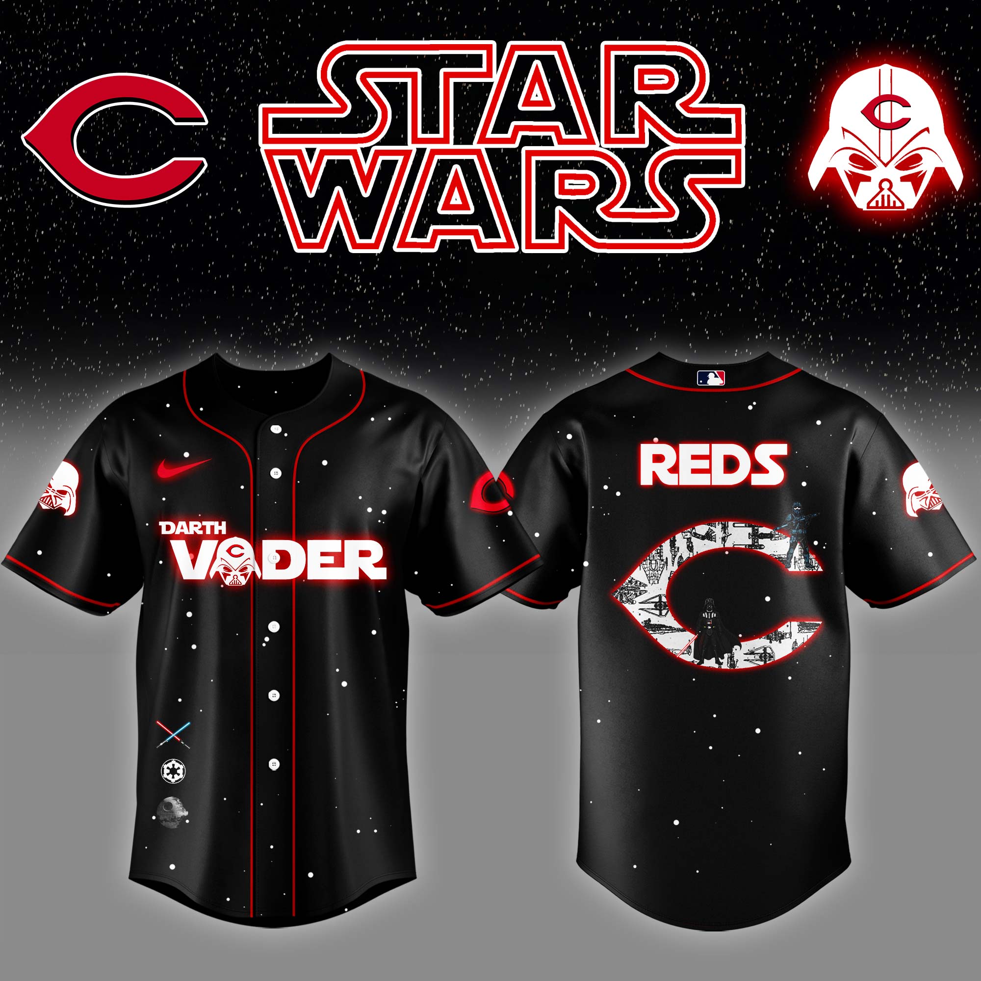 Cincinnati Reds x Stars Wars Night Darth Vader Baseball Jersey Baseball Father's Day Gifts