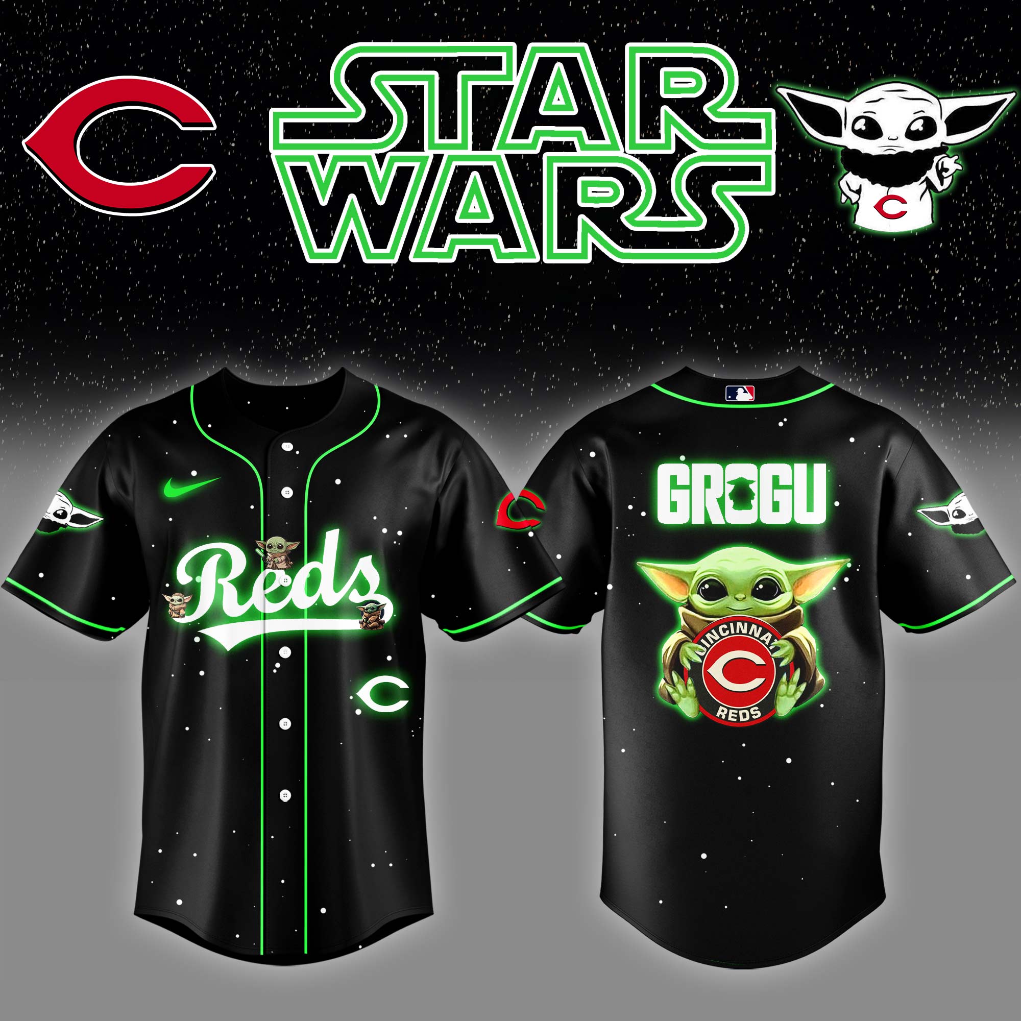Cincinnati Reds x Stars Wars Night Grogu Baseball Jersey Baseball Coach Gift Ideas