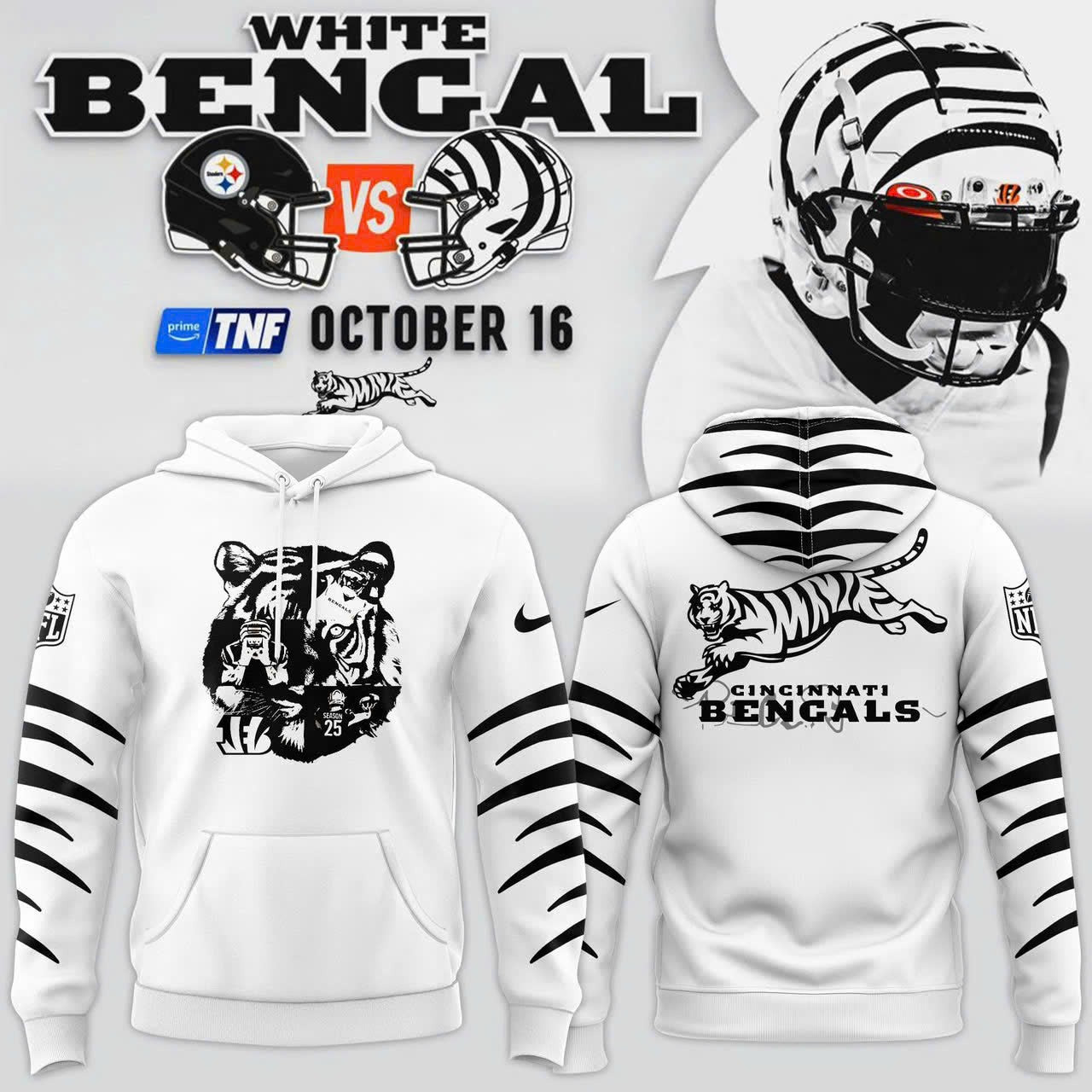 Cincinnati White Bengals 2025 Hoodie Present Gift For Play-off Only Fan