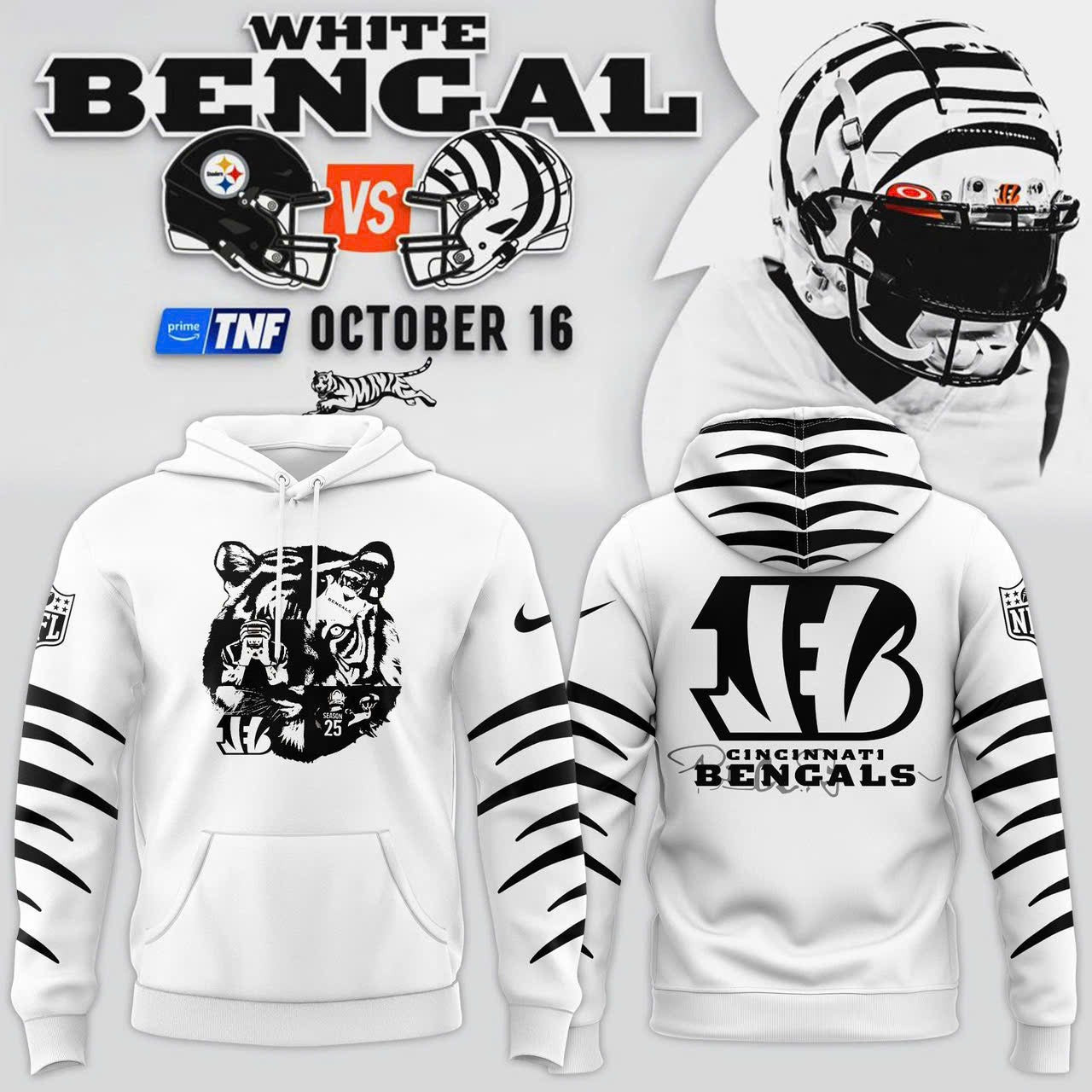 Cincinnati White Bengals Season 2025 Hoodie Present Gift For Play-off Only Fan